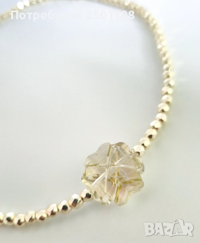 Елегантно колие златен хематит с цвете, снимка 2 - Колиета, медальони, синджири - 52444735