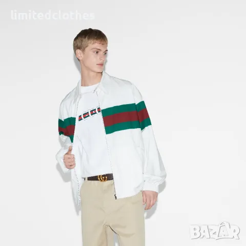 GUCCI White Web Logo Print Oversized Fit Мъжка Тениска size S (L), снимка 7 - Тениски - 47274820