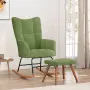 vidaXL Люлеещ се стол с табуретка, светлозелен, кадифе, снимка 2