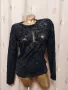 М Черна еластична прозрачна блуза с релефни кадифени цветя , снимка 5