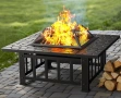 Барбекю 3в1 маса Fire Pit BBQ, ледарка, огнище за външна тераса скара, снимка 2