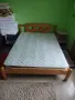 Двойно легло от масивно дърво с матрак, снимка 1