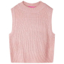 Детски пуловер елек, плетен, светлорозов, 92（SKU:14509