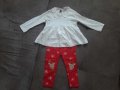 Коледен клин и бяла блузка размер 9-12м 80см, снимка 1 - Комплекти за бебе - 42757424