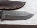 Страхотен ловен нож дамаска стомана нов с кожена кания, снимка 3