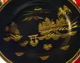Чиния японски порцелан черен мат и злато,печат, снимка 4
