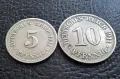 Стара монета/и 5 и 10 пфенига 1911 г. букви А - Германия-красиви !, снимка 9