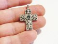 сребърен синджир с кръст, православен кръст с филигран и скъпоценен камък , снимка 3