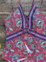 Нов цял бански костюм с дълбоки V-образни презрамки с цветя от кашу и триъгълник, 5цвята , снимка 7