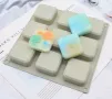9 заоблени квадрати квадратчета квадрат заоблен силиконов молд форма шоколад гипс сапун кексчета, снимка 1