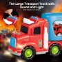LEYAOYAO Камион с 4 противопожарни коли със светлини и звуци, играчка за малки деца, снимка 2