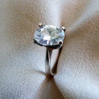Немски сребърен пръстен с природен циркон/не цирконий/ за втора фаланга, снимка 2 - Пръстени - 42282012