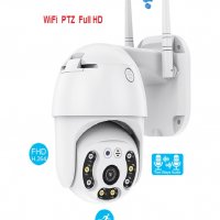 Външна WIFI Full HD IP camera Безжична управляема 5MP Lens - Цветно нощно виждане и двупосочно аудио, снимка 1 - IP камери - 32191518