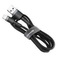 Кабел Lightning към USB Baseus Cafule CALKLF-BG1 2.4A за Apple устройства 1m Черна оплетка, снимка 1 - USB кабели - 38556395