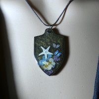 Колие с естествени цветя и морска звезда + нова рокля К3, снимка 4 - Колиета, медальони, синджири - 44461989