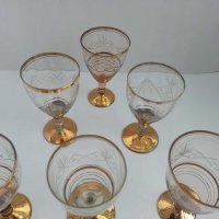 Ретро стъклени чаши с позлата гравирани , снимка 4 - Антикварни и старинни предмети - 29996600
