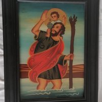 стъклопис свети Христофор, снимка 1 - Антикварни и старинни предмети - 42731008