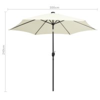 Чадър с LED светлини и алуминиев прът, 300 см, пясъчнобял, снимка 6 - Градински мебели, декорация  - 40878551