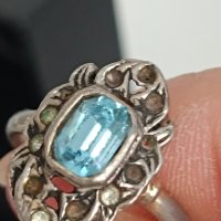  Красив сребърен пръстен с аквамарин2 BU, снимка 6 - Пръстени - 44389334