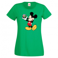 Дамска тениска Mickey Mouse Alfa Romeo .Подарък,Изненада,, снимка 3 - Тениски - 36528658