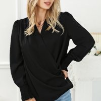 Дамска елегантна блуза в черно с дълъг ръкав, снимка 9 - Блузи с дълъг ръкав и пуловери - 42767016