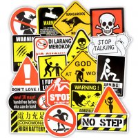 Водоустойчиви 45х. бр предупредителни стикери/Warning signs(лаптопи,коли,PS4,PS5,куфари,кейси,стени), снимка 3 - Аксесоари и консумативи - 32047764