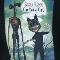 Нов детски суичър с дигитален печат SIREN HEAD CARTOON CAT в черен цвят, снимка 2 - Детски анцузи и суичери - 36779182