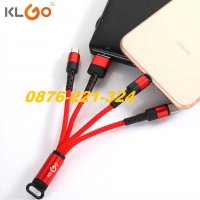 Качествен удобен кабел KLGO 3в1 – Type-C, MicroUSB и iPhone samsung huawei, снимка 1 - USB кабели - 30428927