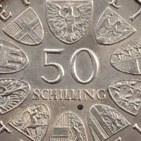 Сребърна монета 50 шилинга 1969г. Австрия 450г. От смъртта на император Максимилиан първи 40385, снимка 4 - Нумизматика и бонистика - 42755608