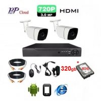 Комплект 320gb HDD + Dvr + 2 камери 720р 3мр матрица SONY CCD видеонаблюдение Пълен пакет, снимка 1 - Комплекти за видеонаблюдение - 35034045