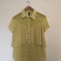 Дамска риза с воали цвят горчица в размер S-М, снимка 1 - Ризи - 31224263