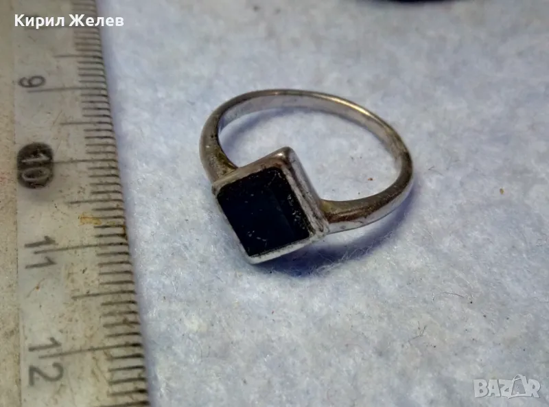 СТИЛЕН СКЪПОЦЕНЕН СРЕБЪРЕН ПРЪСТЕН СРЕБРО 925 с ШЛИФОВАН ЧЕРЕН ОНИКС 71211, снимка 1