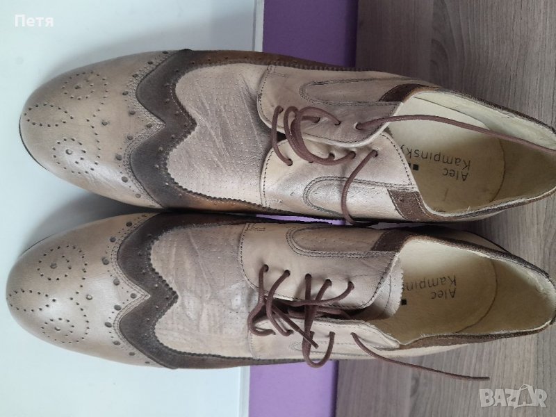 Италиански мъжки кожени обувки Alec Kampinsky Vero cuoio / Елегантни кожени мъжки обувки, снимка 1