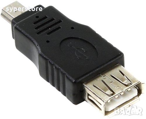 Преходник Адаптер от USB2.0 Женско към Mini USB Мъжко VCom SS001140 Адаптер USB 2.0 F - Mini USB M, снимка 1