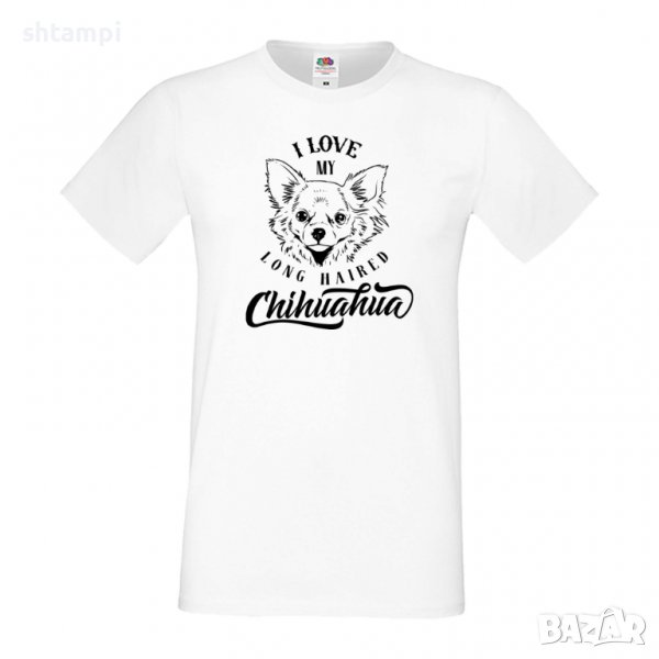 Мъжка тениска I Love My Long Haired Chihuahua Dog,Куче, животно,подарък,изненада, снимка 1