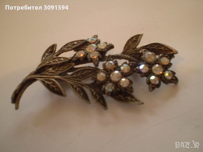 Винтич посребрена бршка със цветя, снимка 1