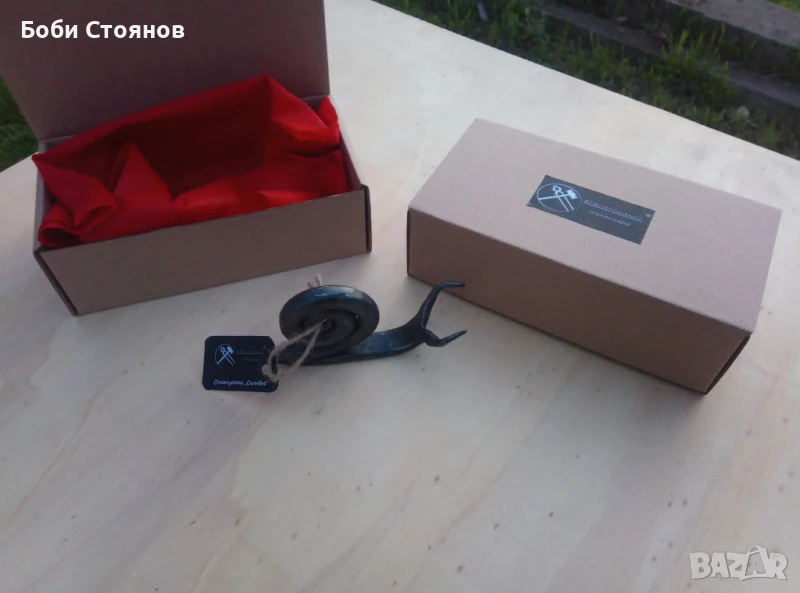 Метален охлюв - ръчно кован от монолитно парче, снимка 1