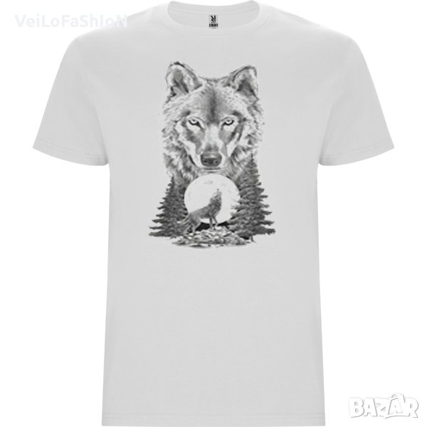 Нова детска тениска с Вълк - Пълнолуние в бял цвят, снимка 1