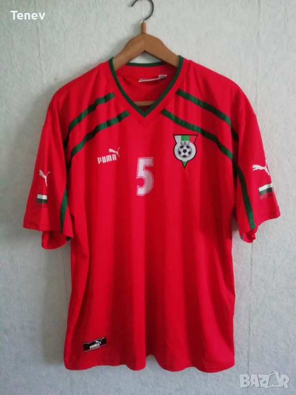 България #5 Георги Марков мачов гостуващ червен оригинален екип 2000/2001 Puma тениска фланелка, снимка 1