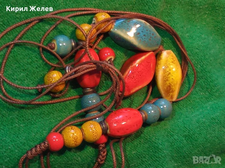 ЦВЕТНА АРТ КЕРАМИКА ВИНТИДЖ АРТ КОЛИЕ ОГЪРЛИЦА РЪЧНА ХУДОЖЕСТВЕНА ИЗРАБОТКА 34794, снимка 1