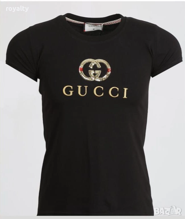 Gucci Черна Дамска Тениска С Къс Ръкав , снимка 1