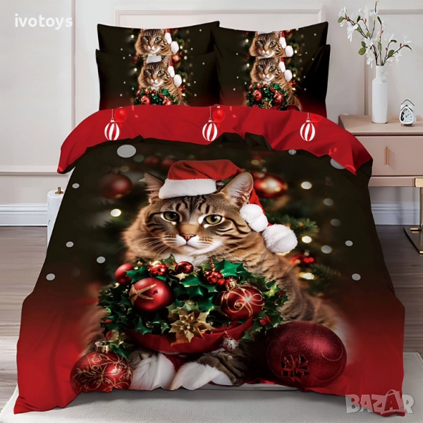 Двулицево коледно спално бельо (Реално изображение), 6 части - Модел WS17117, снимка 1