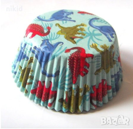 50 бр хартиени капсули Динозавър Динозаври кошнички за кексчета мъфини парти, снимка 1