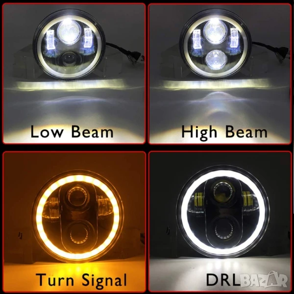 5,75" инча, 14,3см LED мотоциклетен фар Angel Eye за Harley Davidson, снимка 1