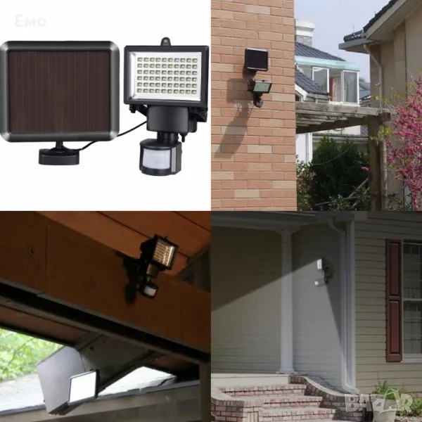 Соларен градински прожектор 60 LED и сензор за движение, снимка 1