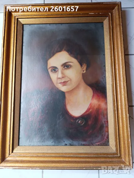Стара картина масло "Женски портрет", бълг.автор., снимка 1