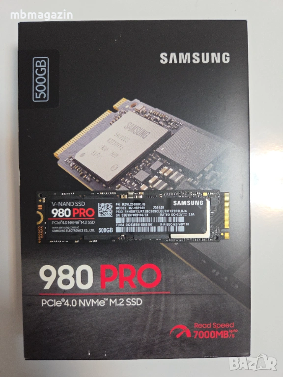 Samsung 980 PRO Gen.4 500GB NVMe M.2 + Fan Aluminum Heatsink, снимка 1