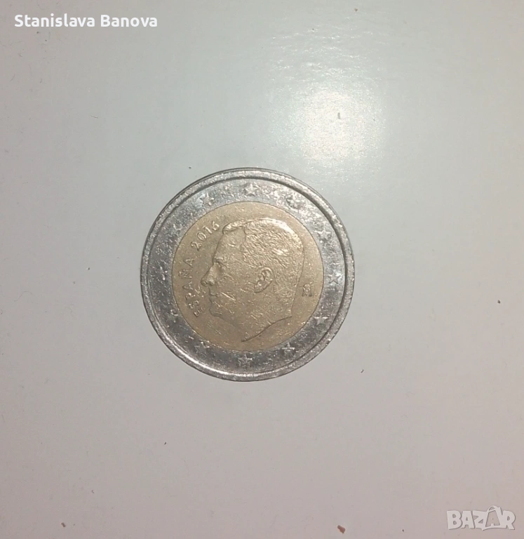 Испанска монета от 2 евро от 2016г. с лика на крал Филип VI, снимка 1