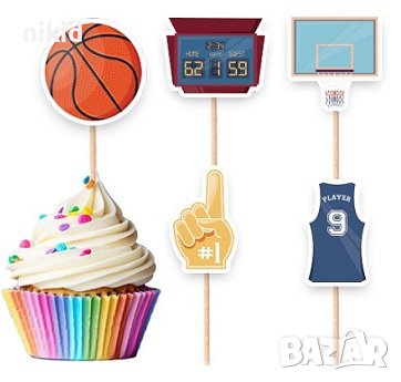 10 бр Баскетбол топери клечки за мъфини декорация и украса, снимка 1