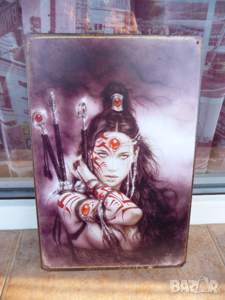 Метална табела фентъзи меч магия еротика битки скъпоценни татуси, снимка 1
